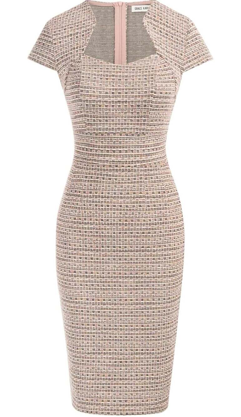 GRACE KARIN Women's Tweed Sheath Dress Size L